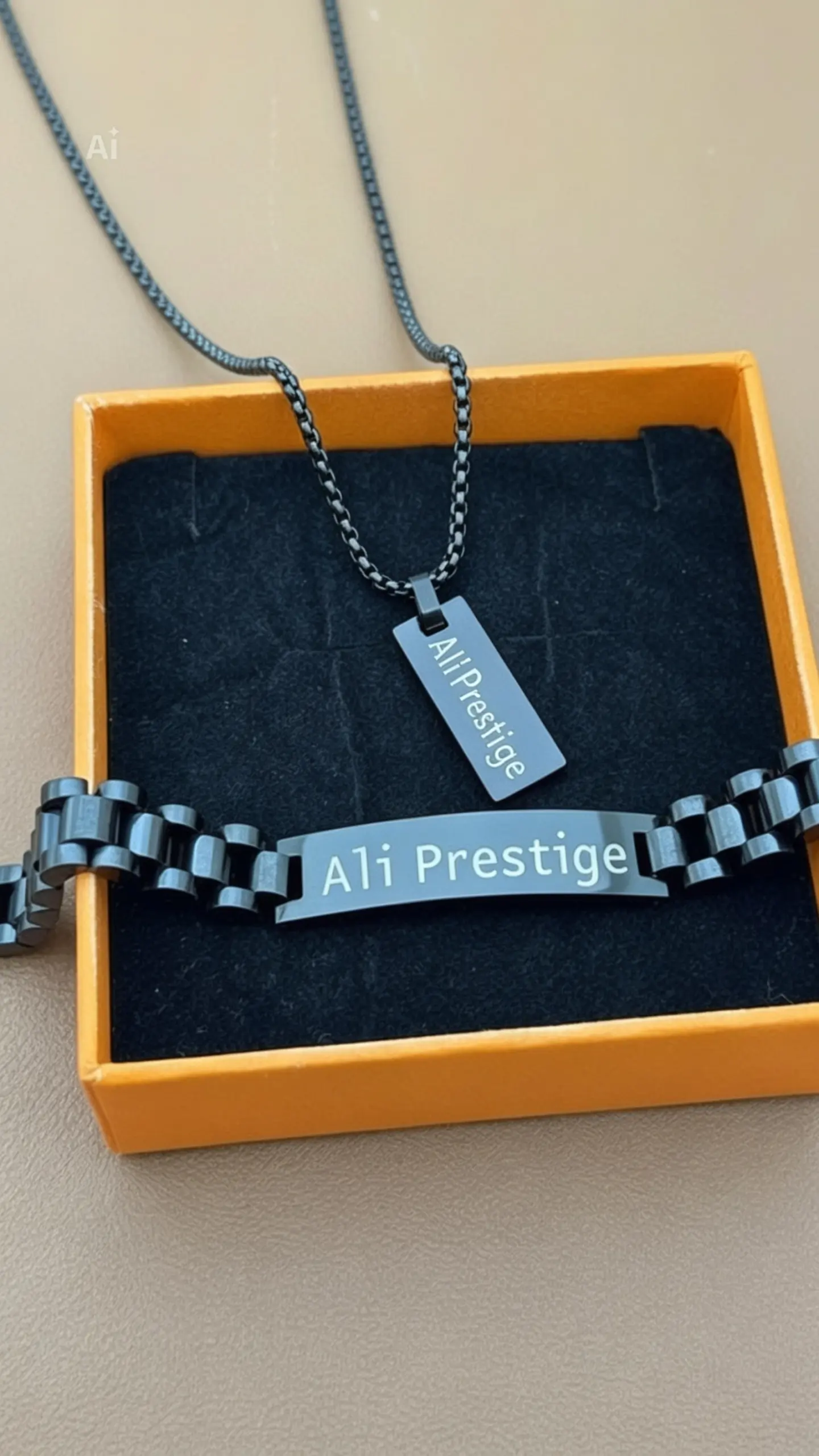 Ensemble Duo Prestige - Gourmette et Collier Assortis avec Gravure Personnalisée